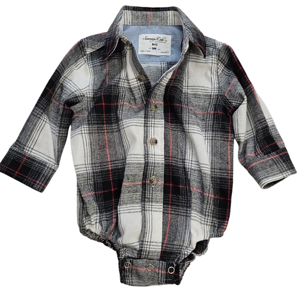 Nwot Sovereign Code Boys Black/Red/White/Gray Plaid Flannel Collared Onsie - Picture 13 of 16